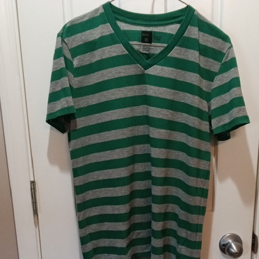 BDG. Green and Gray Striped Men's Shirt